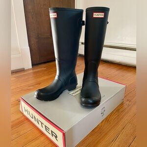 Hunter Tall Black Boots (Wide Calf)